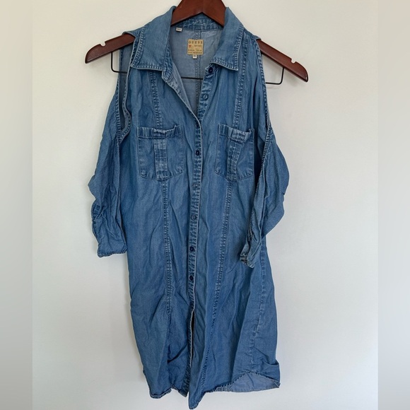 Guess Blue Denim-like Cold Shoulder Dress size XS - Picture 2 of 6